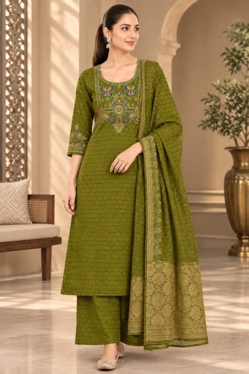 Ff Viscose Embroidery Work Kurti With Bottom Dupatta
